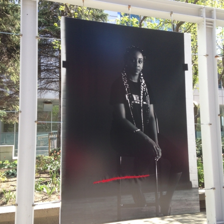 Repaired slashed photo of a black woman 